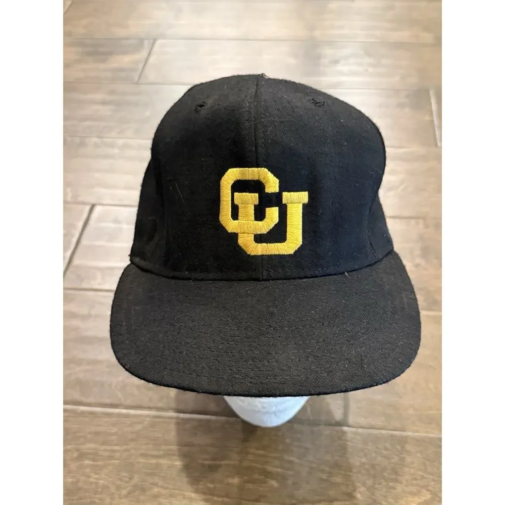 Vintage Somers Mens Black Colorado Buffaloes Fitted Hat Size 7 3/8 Baseball Cap